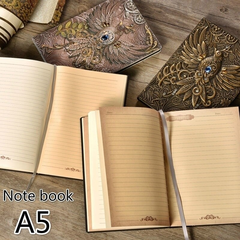 Vintage Embossed Leather Printing Travel Diary Notebook Travel Journal A5-Note Book 1pcs