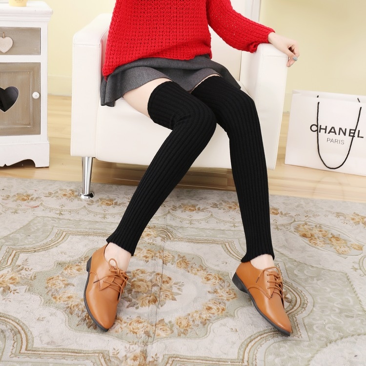 Pile Style-rodilleras estilo Lolita para mujer, calcetines de pantorrilla blancos cálidos, mallas largas punk, calentadores de piernas, Primavera, Otoño e Invierno