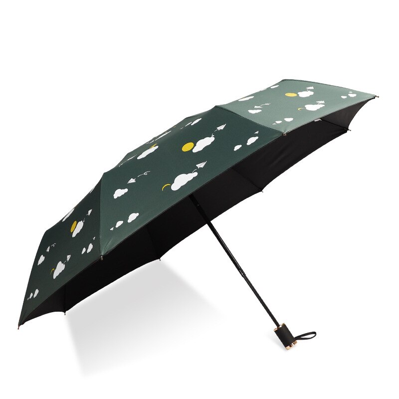 Paraguas plegable de dibujos animados para niño, sombrilla pequeña y fresca, 3 pliegues, Anti-UV, pegamento negro, protector solar, para sol y lluvia