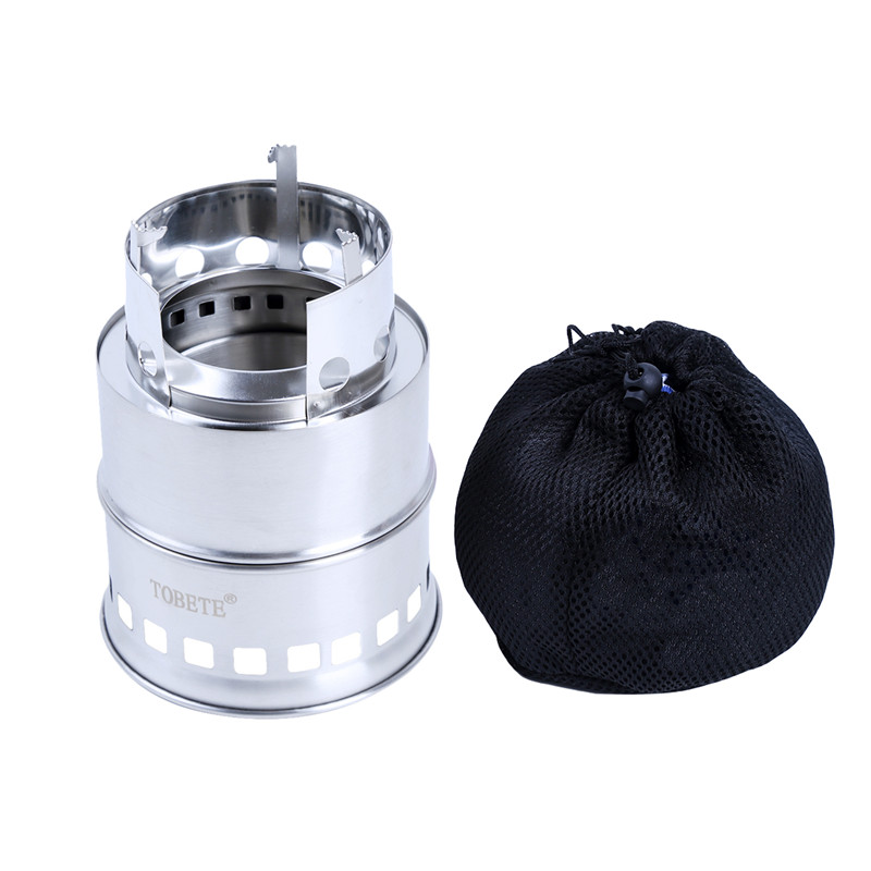 Folding Wood Gasifier Stainless Steel Solidified Alcohol Stove Backpacking Survival Firewood Burning Cooking System ZQ884068