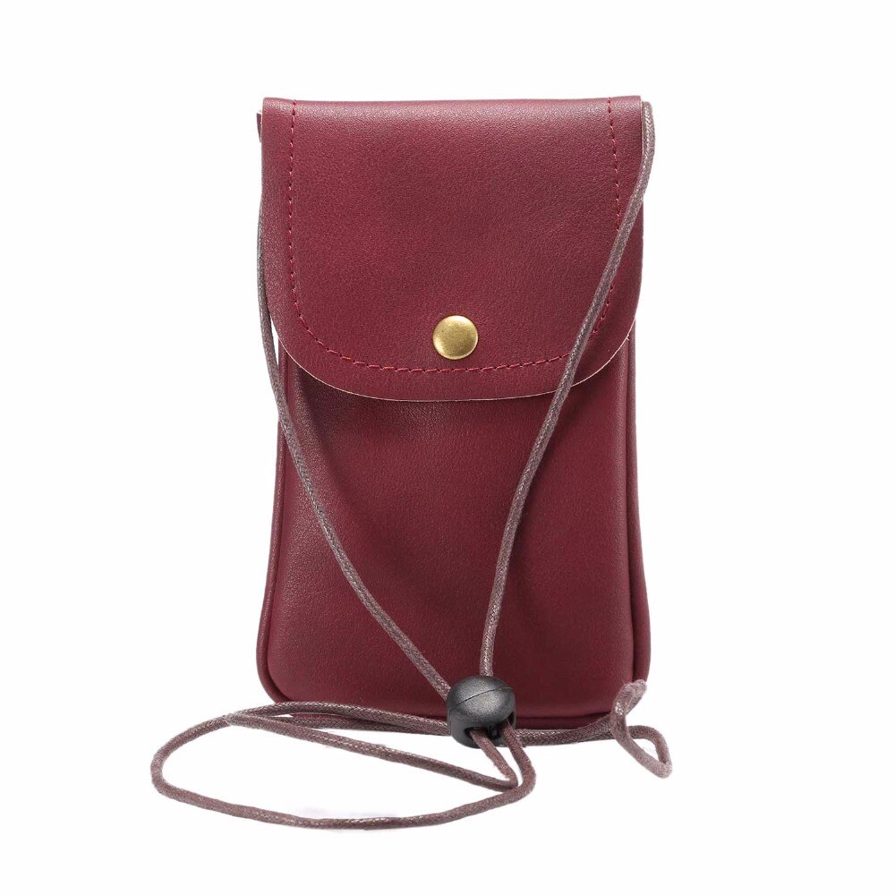 SUBIN Universal- Leder praktisch Tasche Schulter Tasche Brieftasche Beutel fallen Nacken Gurt Für Samsung Für iPhone Für Huawei Für HTC LG: dunkel rot