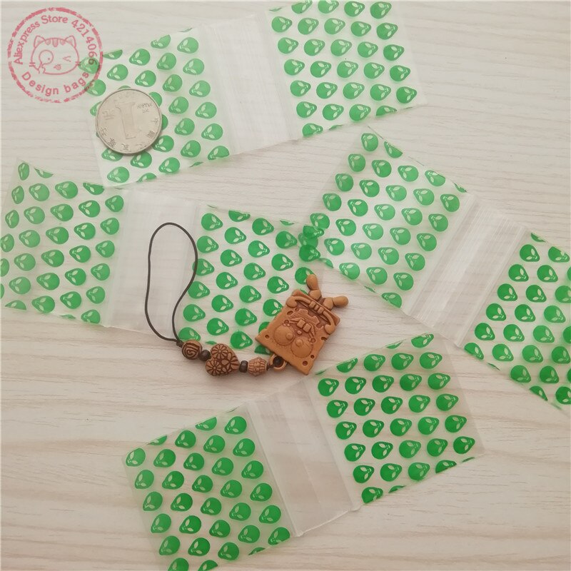 Groene alien mini zakjes ziplock zakjes 2 "  x 2 " plastic 50-100 stuks sieraden zip clips sluitzakje