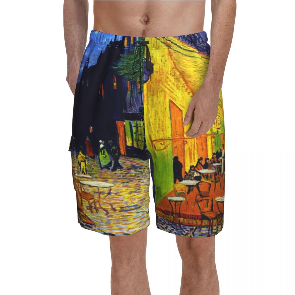 Pantalones cortos de tablero Van Gogh para hombre, Shorts de playa con estampado en , bañadores de talla grande, para cafetería y terraza por la noche: S