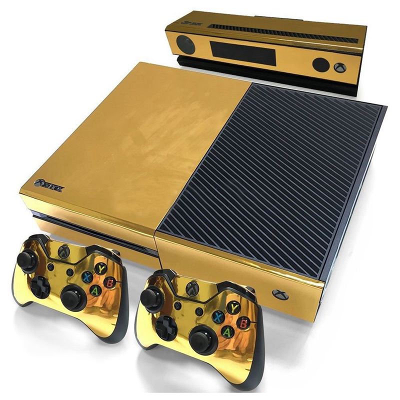 Gold Glossy Skin Sticker For Xbox ONE Console Controller + Kinect Decal Vinyl Compatible with Xbox One console: Default Title