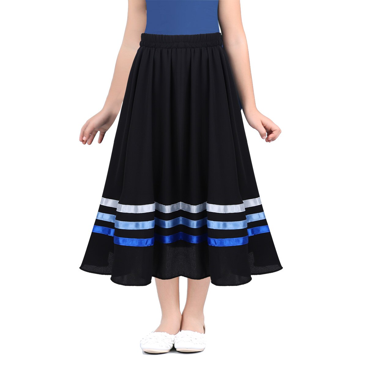 Kids Meisjes Ballet Dans Rokken Chiffon Hoge Taille Lange Maxi Volledige Cirkel Rok Kinderen Meisje Ballet Karakter Lint Stijl Rok