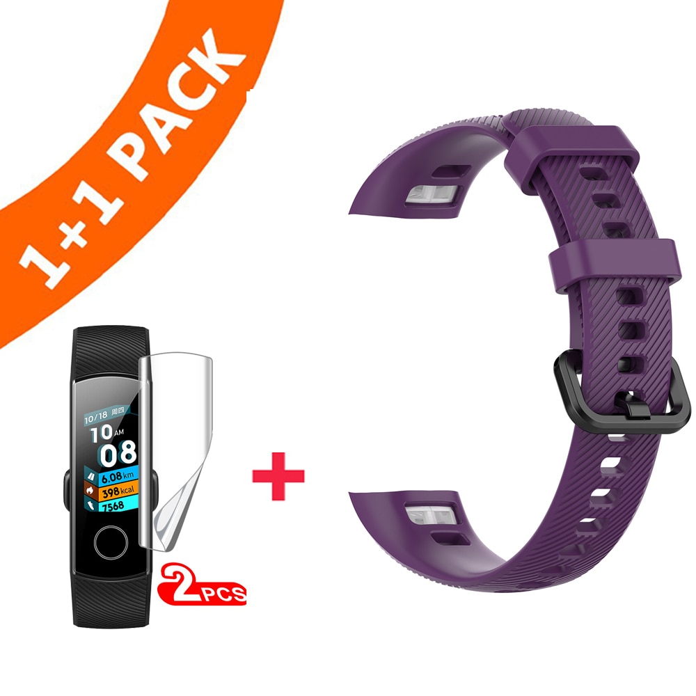 Handgelenk Gurt Für Huawei Honor Band 4 Strap Silikon Armband Armband Für Huawei Ehre Band4 Band 5 Strap Mit Schutzhülle film: Purple