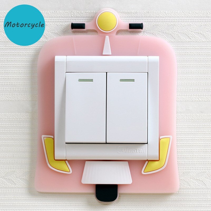 3D Silicone On-off Switch Sticker Luminous Switch Wall Stickers Cute Cartoon Children Bedroom Fluorescent Switch Home Decoration: Motorcycle