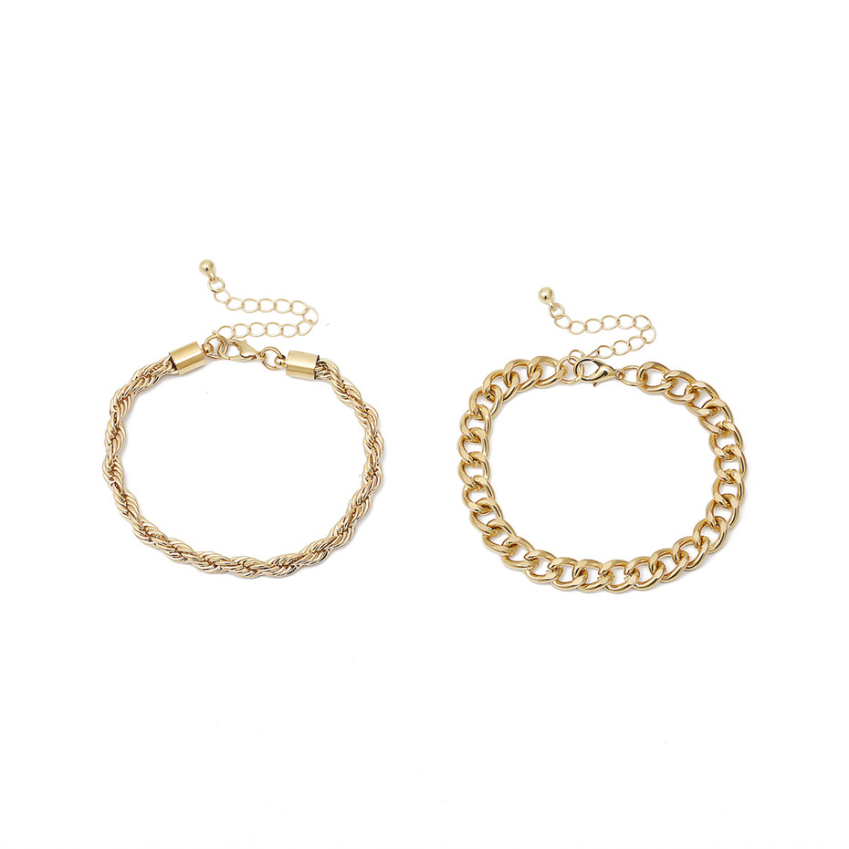 Ingemark Charm Vintage Twisted Chain Bracelets Set for Women Armband Punk Boho Snake Link Bracelet Jewelry: Default Title