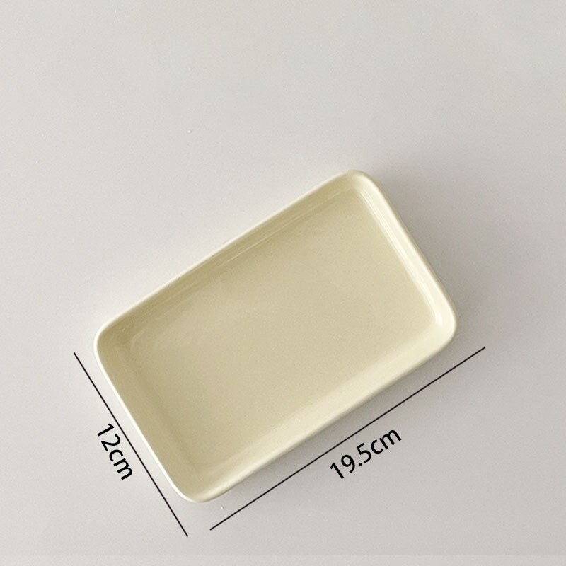 European Ceramic Plate Simple Rectangle Western Restaurant Bakeware Dining Room Desktop Fruit Salad Plates Kitchen Tableware: A-medium