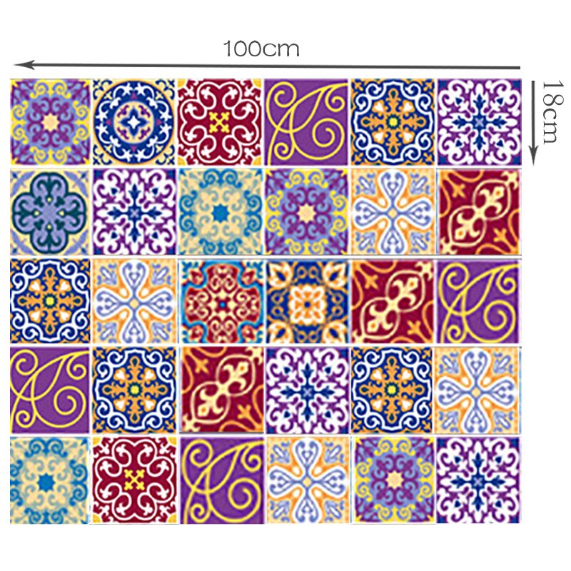 6 uds. Baldosas coloridas de estilo árabe, pegatinas creativas para escaleras, pegatinas decorativas impermeables y a prueba de aceite para el suelo