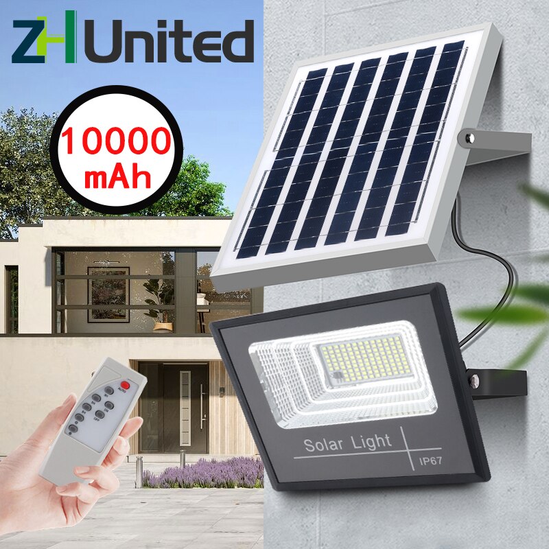 LED Solar Light 10000mAh IP67 Super Bright Solar Lamp Cell Large Battery Capacity Panel Outdoor For Garden With Rremote Control