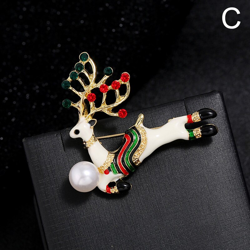 Mode Kerst Broches Kerstman Hoed Handschoenen Bells Sokken Snowfake Strass Pak Metalen Pins Badges Broche Jaar: C