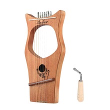 Mahogany Harp 7-string Harp Portable Lyre With Matching Tuning Tools Solid Wood Stringed Musical Instrument Mahogany Harp: Default Title