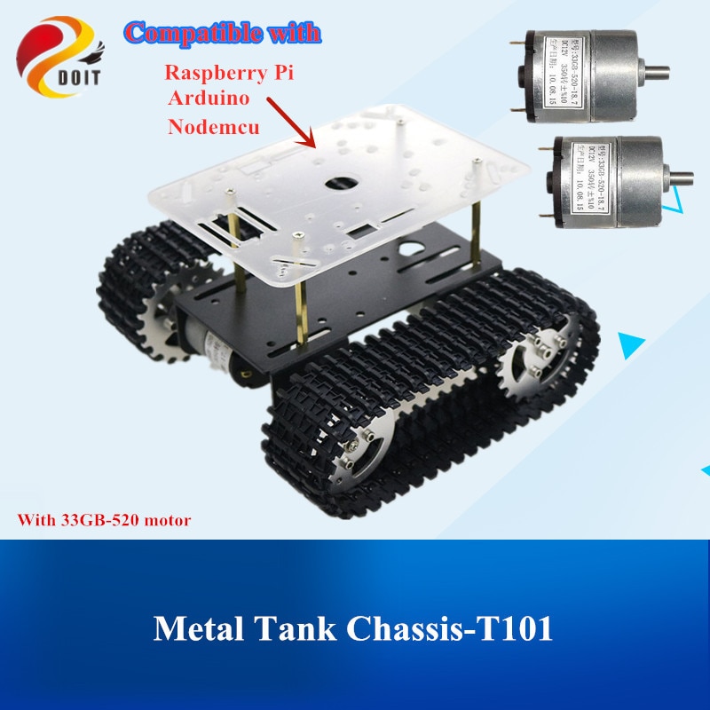 Smart Robot Tank Chassis Tracked Car Platform with 33GB-520 Motor for Arduino DIY Robot Toy Part mini T101