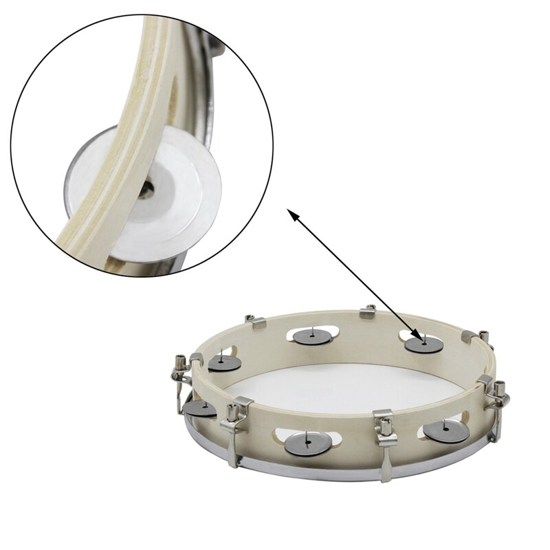 10 Inch Hand Held Tamboerijn Capoeira Drum Pandeiro Bell Birch Metalen Jingles Samba Brasil Hout Muzikale Percussie