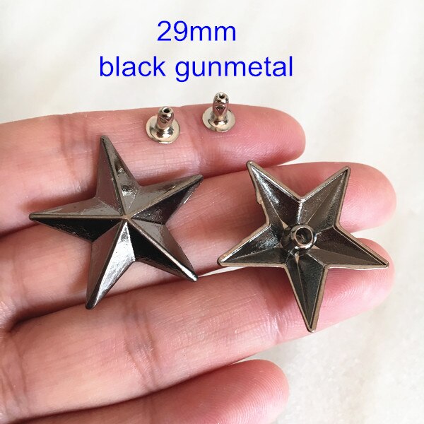 40 set van 29mm Grote Ster Cap Metalen Klinknagels Studs Voor Leer Ambachten, punk Rock Star Rivet Spike, Zilver/Goud/Brons/Zwart: black gunmetal