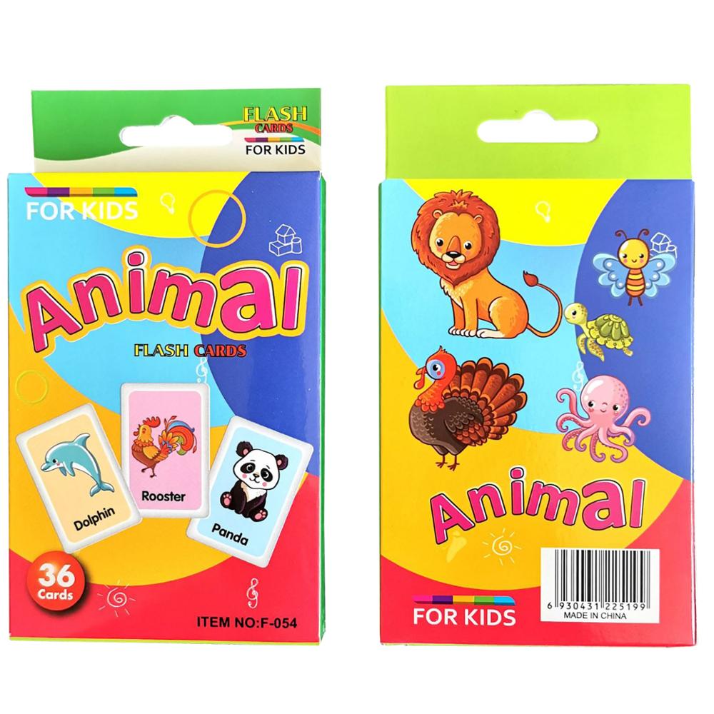 36 blätter Flashcard-basiert Für freundlicher Englisch Spielkarte Lernen Spielzeug Tiere/bilden/Farbe/Erzählen Zeit/Anfang worte