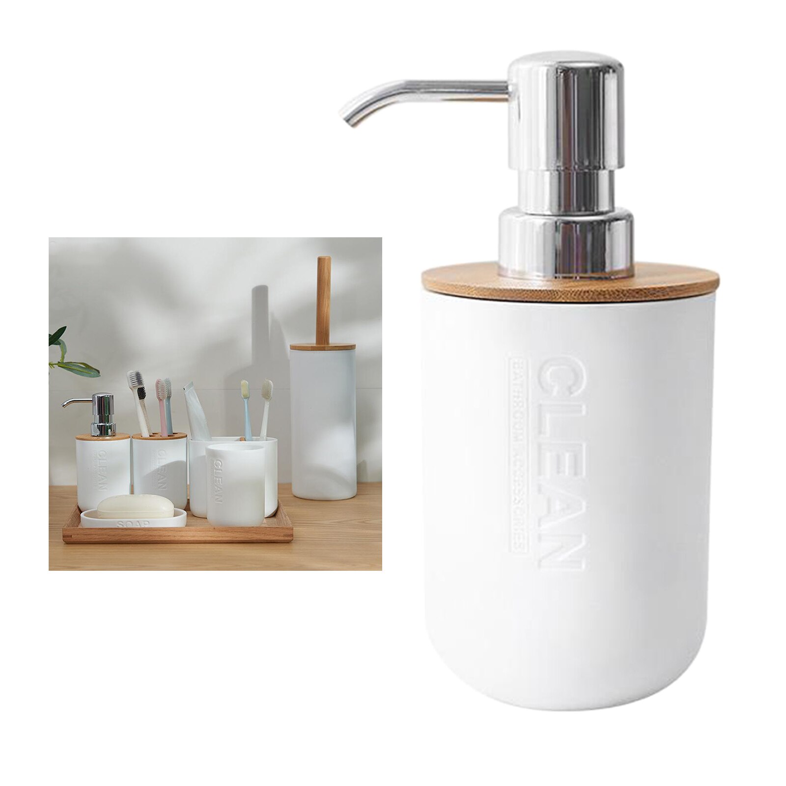 Dispensador de jabón de Set de accesorios de baño, soporte para pasta de dientes, cepillo de baño blanco