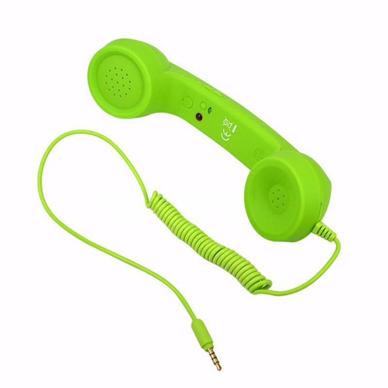 Retro Headset 3.5Mm Pop Telefoon Handset Comfort Telefoon Handset Mini Mic Speaker Telefoontje Ontvanger Voor Iphone Voor Samsung: Green