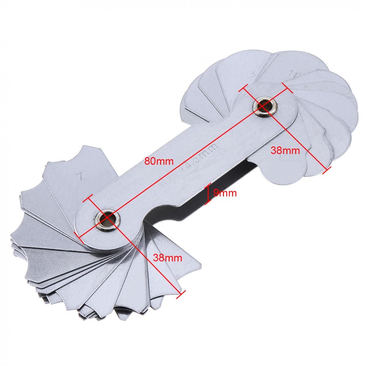 32 Stks/set R7-14.5 A7C09 Rvs Radius Gauge Sample R Gauge Met 7-14.5 Blades Bereik Voor Industriële Meting