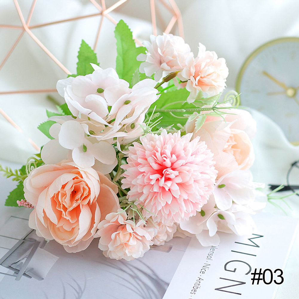 INS Photography Artificial Flowers White Peony Flowers Desktop Bouquet Decor Background Accessories Home Decoration: 03