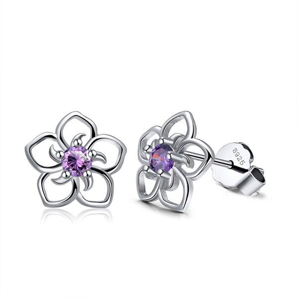 925 silber Nadel Luxus Bauhinia Kristall Blume Ohrringe frauen Braut Hochzeit murmeln Schild Jahrestag Schmuck: D