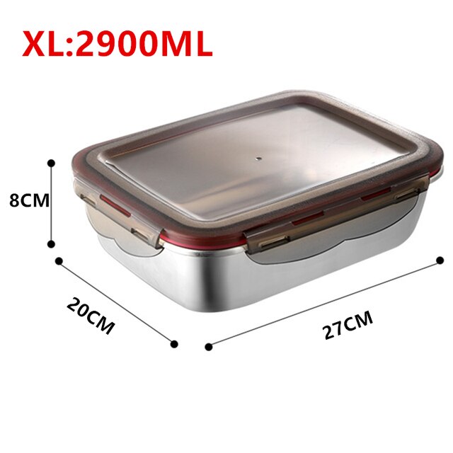 304 Stainlesss Stahl Leck nachweisen Picknick Kasten Mittagessen Kasten mit Deckel Bento Kasten Lebensmittel Lagerung Container Für freundlicher Tragbare Lebensmittel bento Kasten: 2900ml