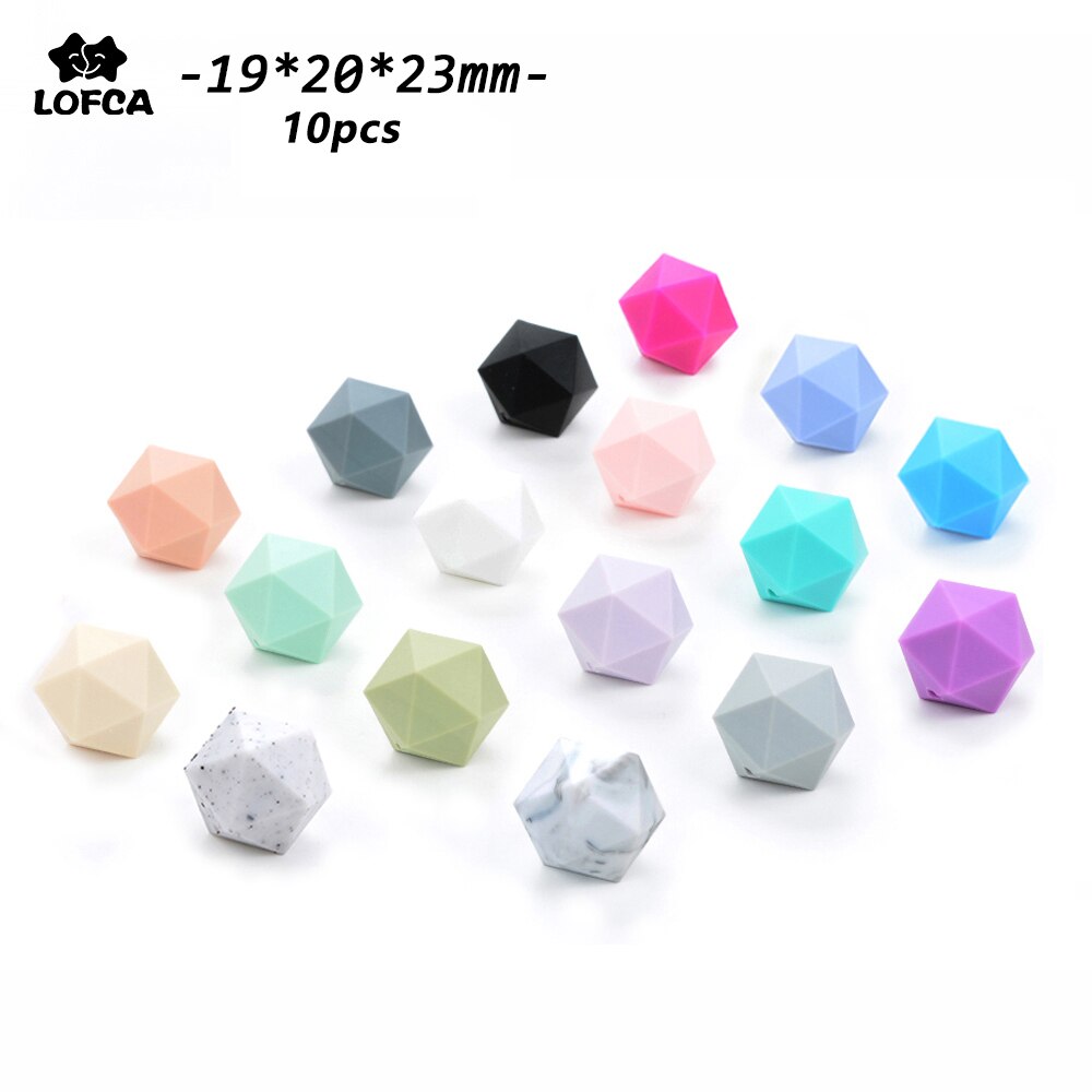 LOFCA 10 części/partia kulki silikonowe do ząbkowanie naszyjnik biżuteria DIY koraliki Icosahedron lepiej niż sześciokąt