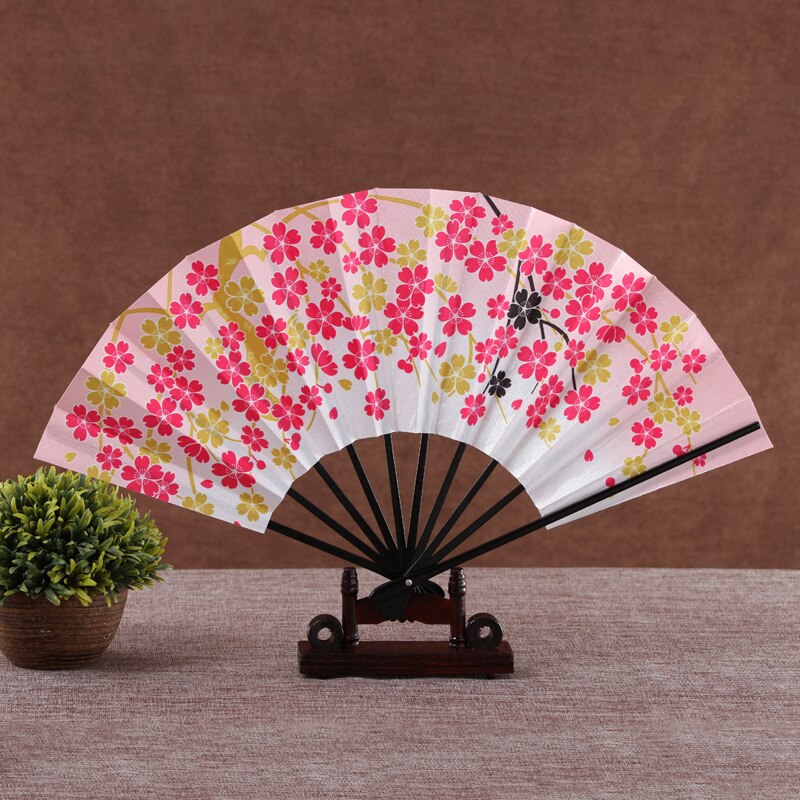 Rijst Papier Bakken Lak Side Bot Eetstokjes Fan Gedrukt Pocket Fan Woondecoratie Patroon Dans Handheld Fan: color15