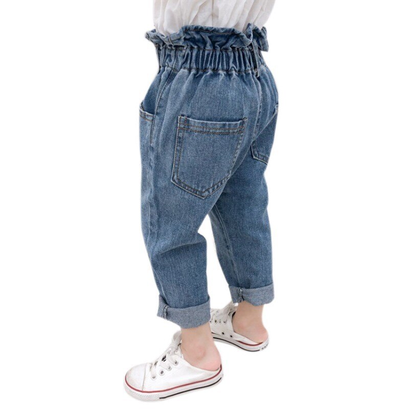 Cute 2-8Y Children Toddler Girls Casual Elastic Waist Jeans Denim Pants Summer Spring Bottoms Trousers Baggy jeans harem pants