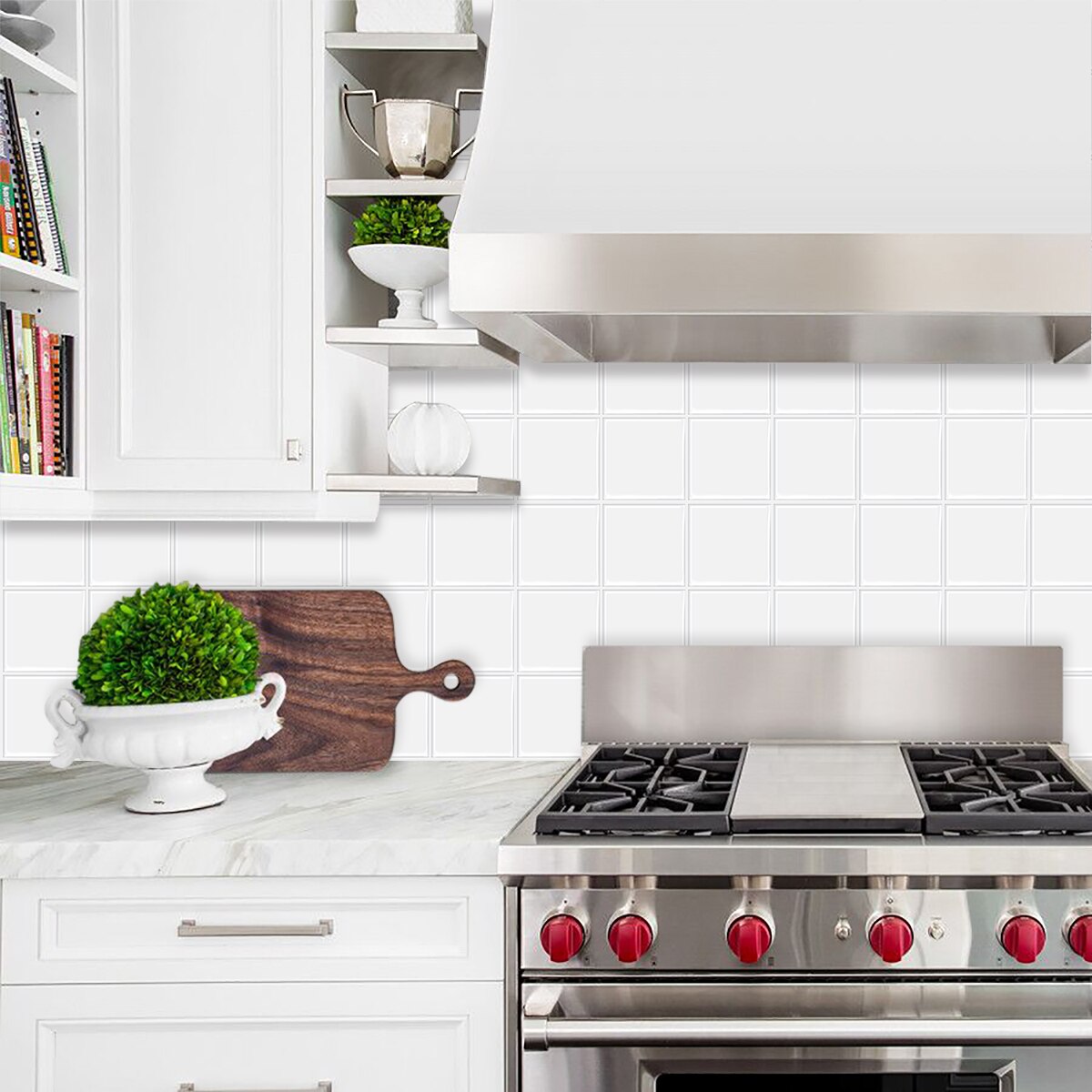 Rejilla grande de Color sólido, autoadhesiva, pegatina de pared impermeable, pelar y pegar, renovación de pared contra salpicaduras antiincrustantes para cocina