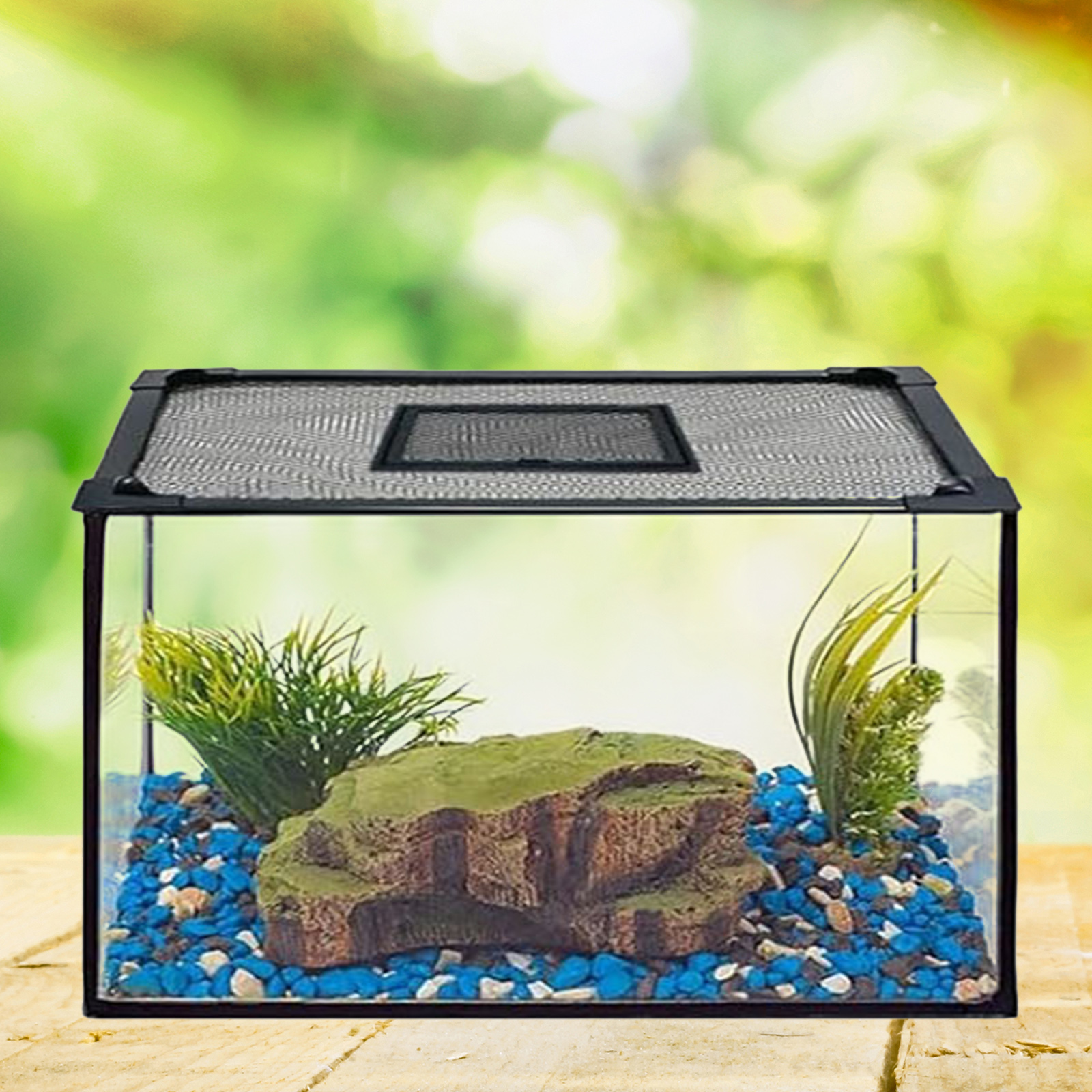 Fish Tank Cover Self Assembly Anti Jump Net Magnetic Black Mesh,Turtle Tank Net Fish Tank Top Protective Cover Replacement