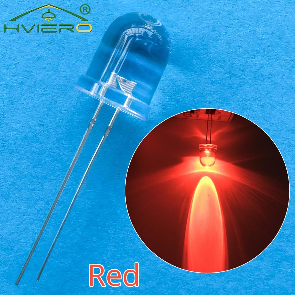 50Pcs 10mm Round Top Super Bright Lamp Beads Clear Emitting Diode LED White Red Green Blue Yellow UV Pink Orange Dome Light Bulb: Red