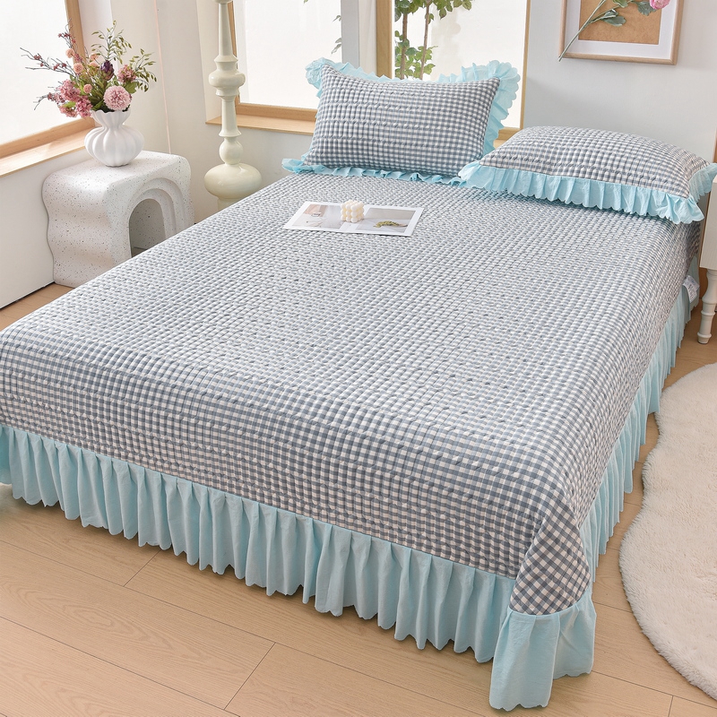 Enkelt sengeteppe til dobbeltseng, jenter og gutter, sengetøy, teppe, tykkere laken, 침대커버 (putetrekk må bestilles): 200*65cm / Lysegrå