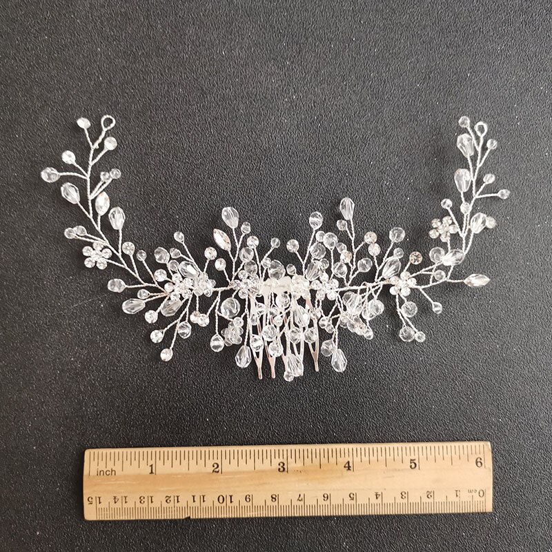 SLBRIDAL srebrny kolor różany złoty kryształki górskie ślubne akcesoria do włosów stroik wianek dla panny młodej druhny kobiety biżuteria: 4076 Silver