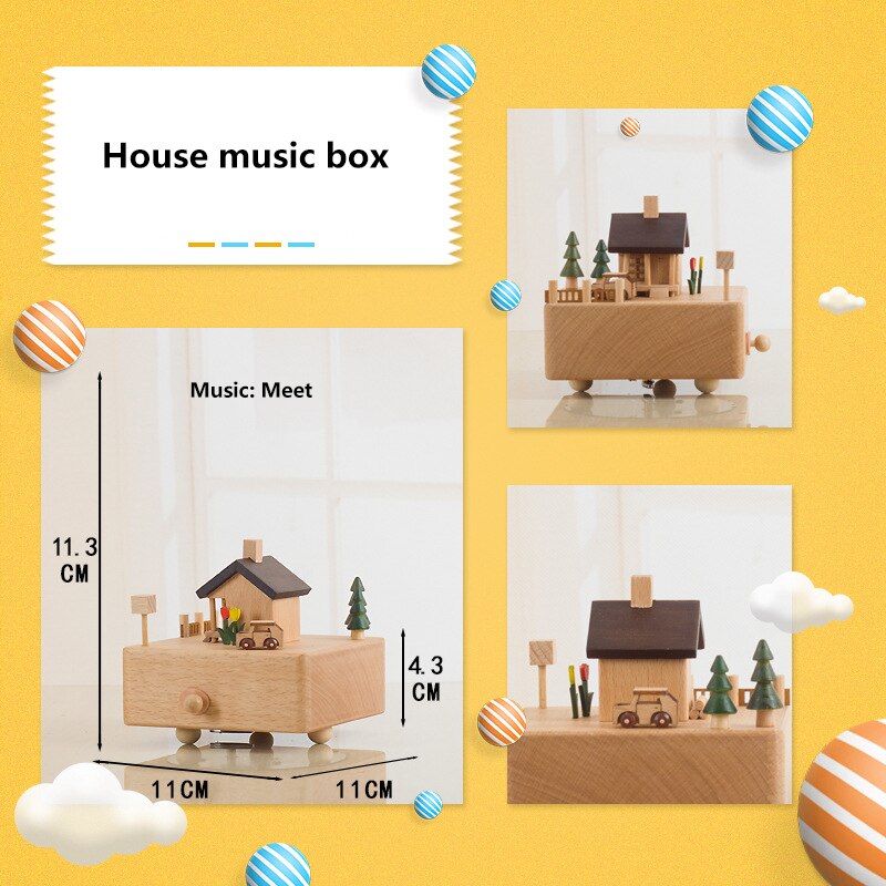 Wooden Music Box Musical Wooden Boxes Birthday Music Box Christmas Home Decoration Accessories: 14