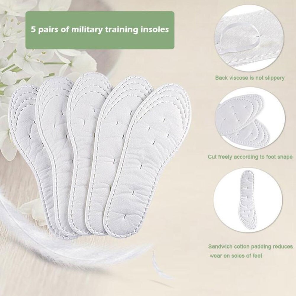 5 paar/set katoenen wegwerpschoenen inlegzolen zachte comfortabele sportinlegzolen hardloopschoeninlegzolen schoenpad voor schoenen heren dames