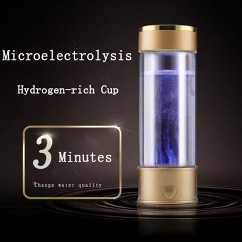 Hydrogen Water Generator Alkaline Maker Rechargeable Portable Water Ionizer Bottle Super Antioxidan Hydrogen-Rich Water Cup SH1: gold