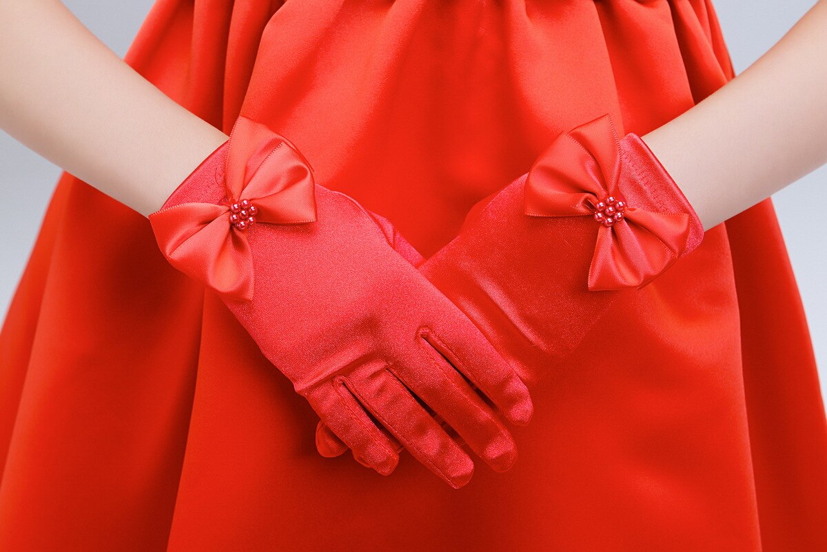 10 pzas/lote chico niña de las flores guantes cortos blanco rojo rosa estudiante guante de encaje disfraz guante de acción al por mayor