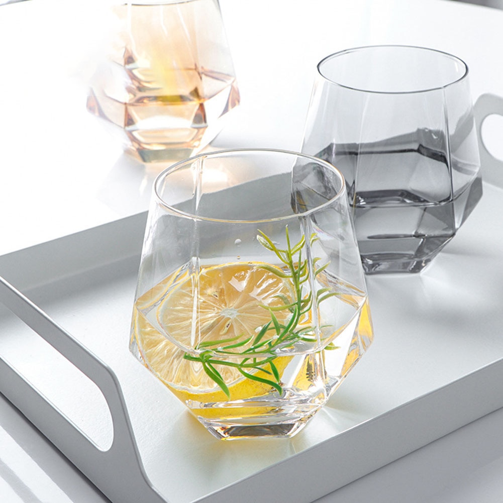 300ml Diamond Shape Glass Cup Bar Restaurant Water Whisky Cocktail Coffee Mug Crystal Wine Glass Kitchen Drinkware