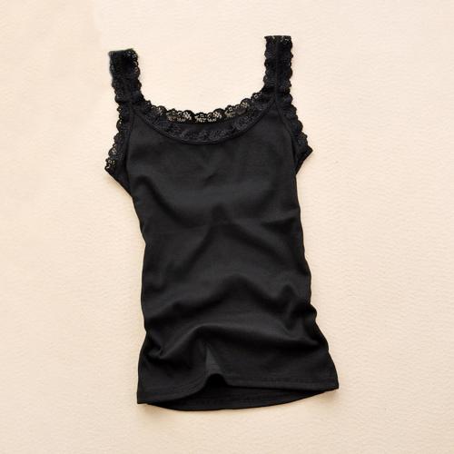 Dame tank top sommer blonde vest med u-hals ærmeløs casual slim fit tank top skjorte топ женский майка женская: Sort
