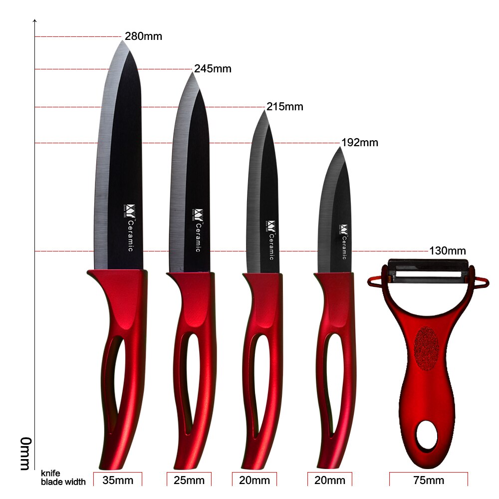 XYj Ceramic Knives Kitchen knives Tool 3 4 5 6 inch Chef Knife Cook Set+Peeler White Black Blade Multi-color Handle