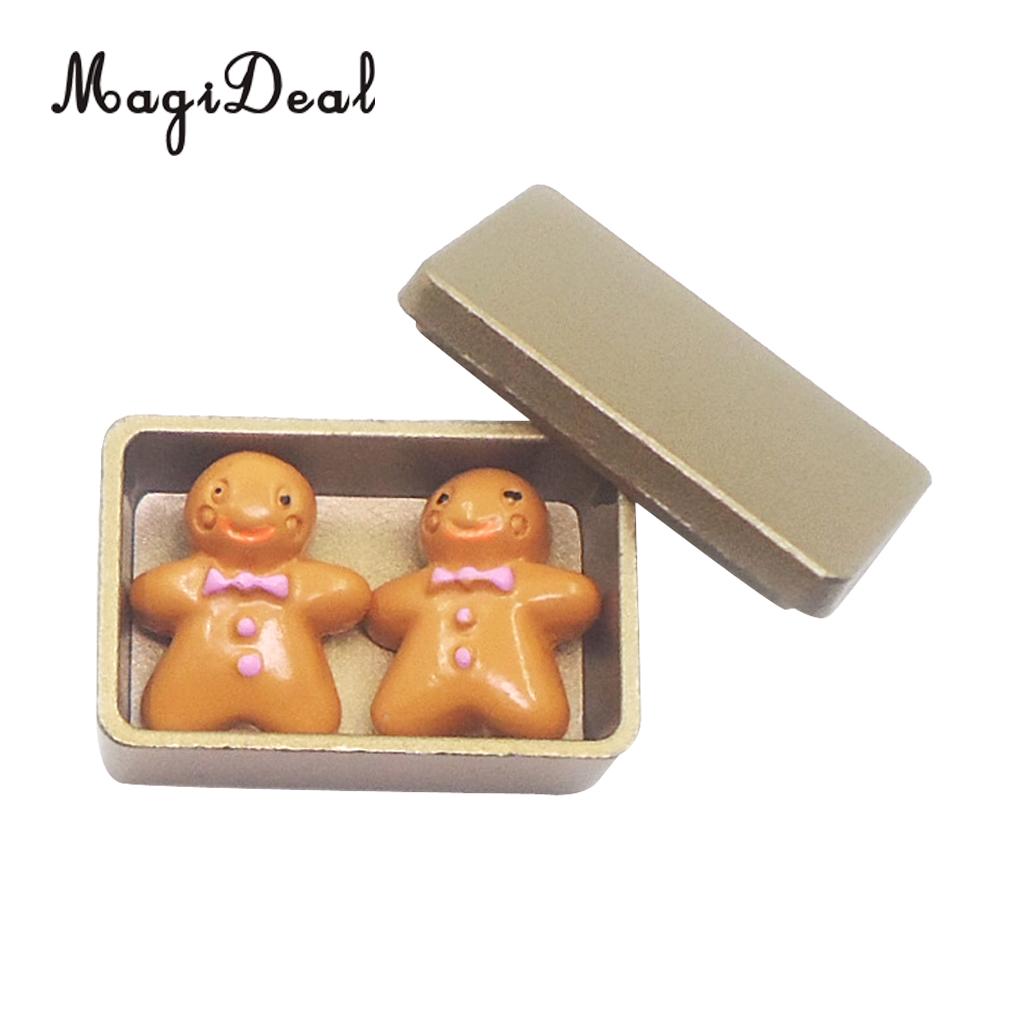 MagiDeal Lovely 1:12 Dollhouse Miniatures Kitchen Accessories Biscuit Box with 2 Pieces Cookies: Gold 