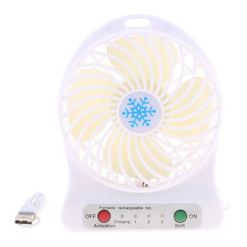 Portable LED Light Mini Fan Air Cooler Mini Desk USB Fan Third Wind USB Fan: white