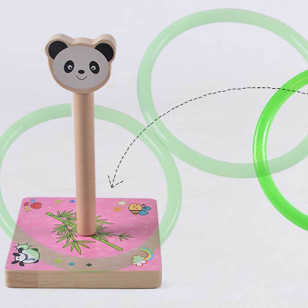 1 impostato di lancio in legno per bambini divertenti a forma di anello lanciare gioco giallo (stile canna)