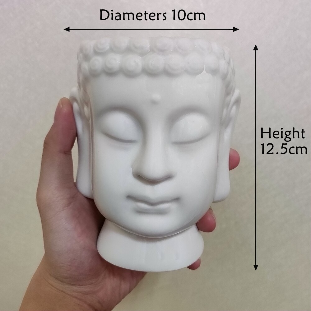 Buddha Kopf Pflanzer Zen Weiß Keramik Blumentopf f... Grandado