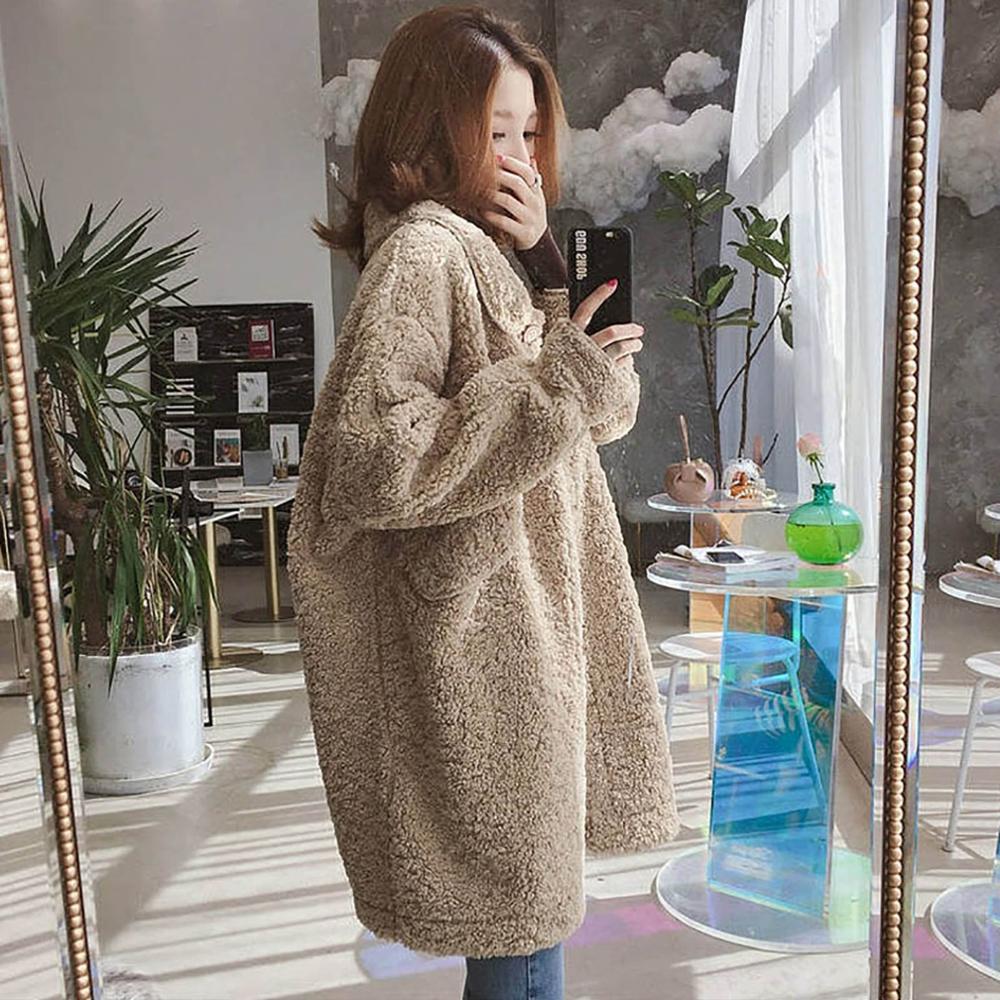 Cappotto Teddy Jas Dames Coat Woman Winter Mid-Length Lmitation Lamb Wool Loose Hairy Coat Chaqueta Polar Mujer
