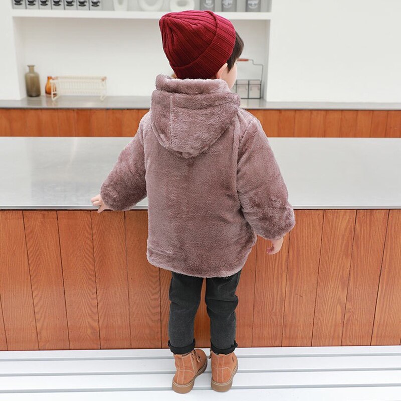 Winter Kids Jas Kinderen Warm Hooded Bovenkleding Jas Voor Jongens Meisjes 2-6 Jaar Peuter Snowsuit Op Zowel Side jas
