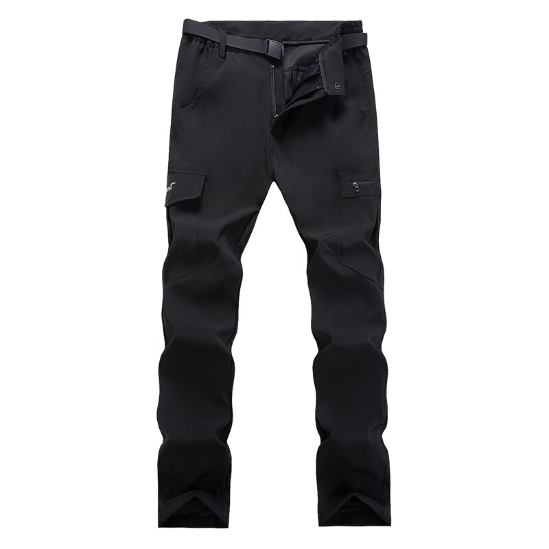 NUONEKO Outdoor Men Women Trekking Pants Quick Dry Elasticity Breathable Hiking Camping Pants Cycling Climbing Trousers PNT43: Black / XL