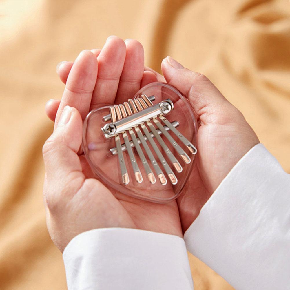 Mini Acrylic Kalimba 8-tone Crystal Heart Shape Kalimba Thumb Piano